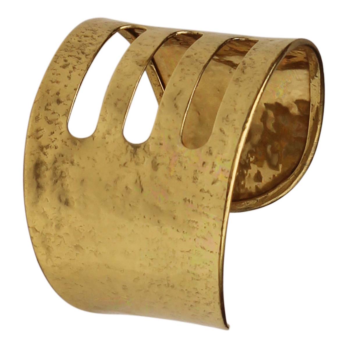 Brass Cuff Bracelet with Linear Cut-Out Pattern - 2.5” Golden Tone - Antique-Look Accessories / Gifts for Her - Buy in Bulk Wholesale
